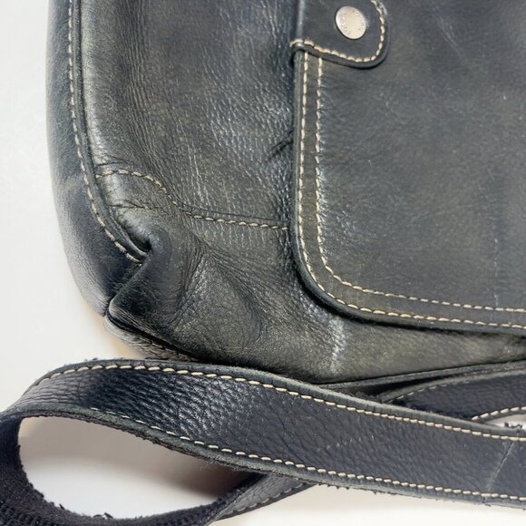 Fossil Womens Vintage Pebbled  Leather Dark Green Crossbody Bag - Picture 6 of 16
